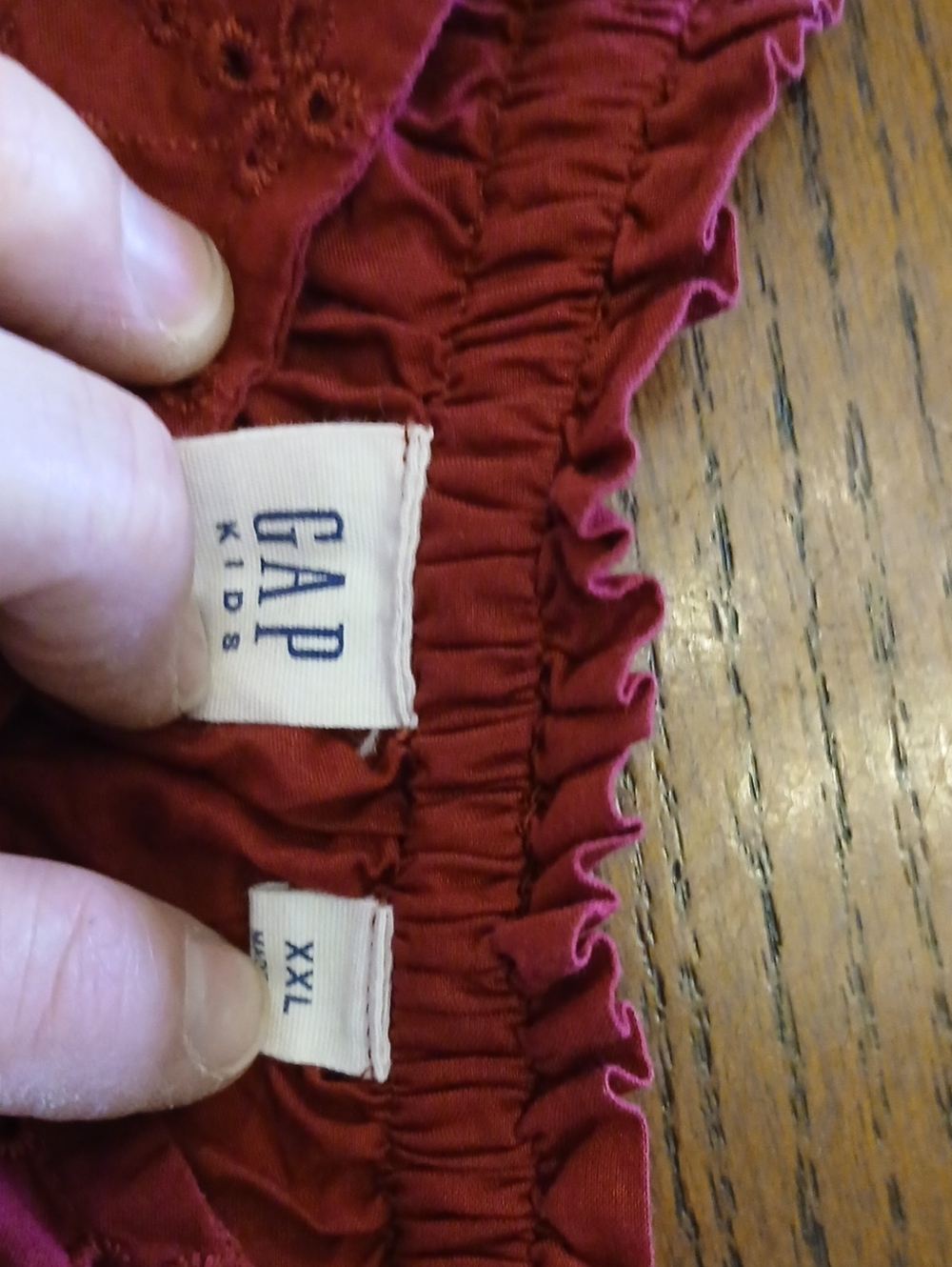 GAP Raspberry Off-the-Shoulder Eyelet Long Sleeve - Picture 2 of 5